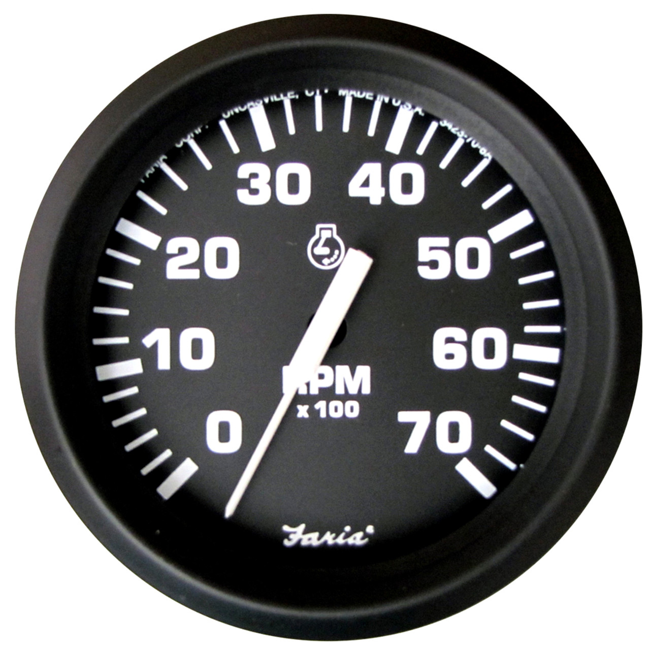 Faria Euro Black 4" Tachometer - 7,000 RPM (Gas - All Outboard)