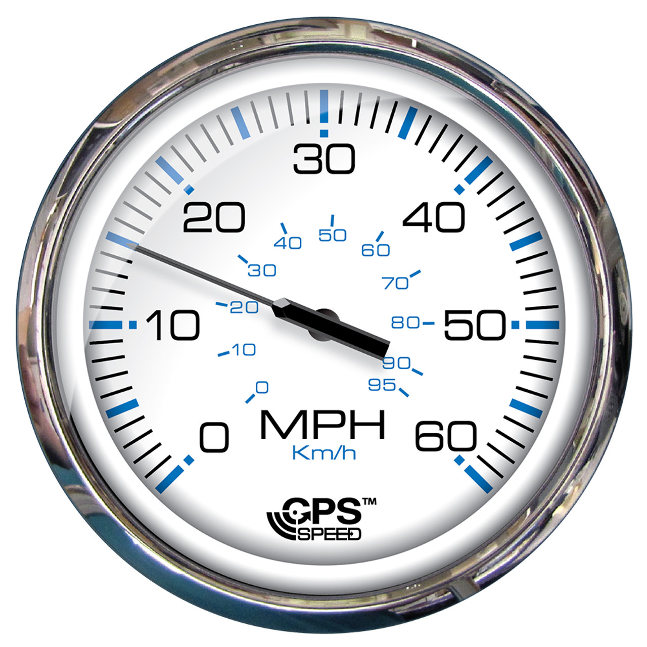 Faria 5" Speedometer (60 MPH) GPS (Studded) Chesapeake White w/Stainless Steel