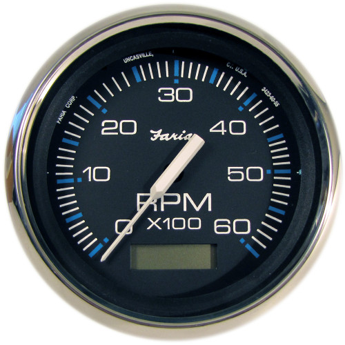 Faria Chesapeake Black SS 4" Tachometer w/Hourmeter - 6,000 RPM (Gas - Inboard) Faria Chesapeake Black SS 4" Tachometer w/Hourmeter - 6,000 RPM (Gas - Inboard)