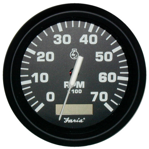 Faria Euro Black 4" Tachometer w/Hourmeter - 7,000 RPM (Gas - Outboard) Faria Euro Black 4" Tachometer w/Hourmeter - 7,000 RPM (Gas - Outboard)