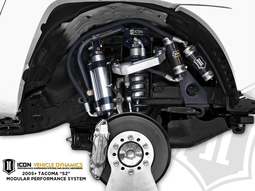 ICON 2007-2014 Toyota FJ Cruiser/2003-2024 Toyota 4Runner/2003-2009 Lexus GX470 0-3.5” Lift 2.5 VS Omega Bypass Remote Reservoir Front Secondary Shocks Pair - 59906P