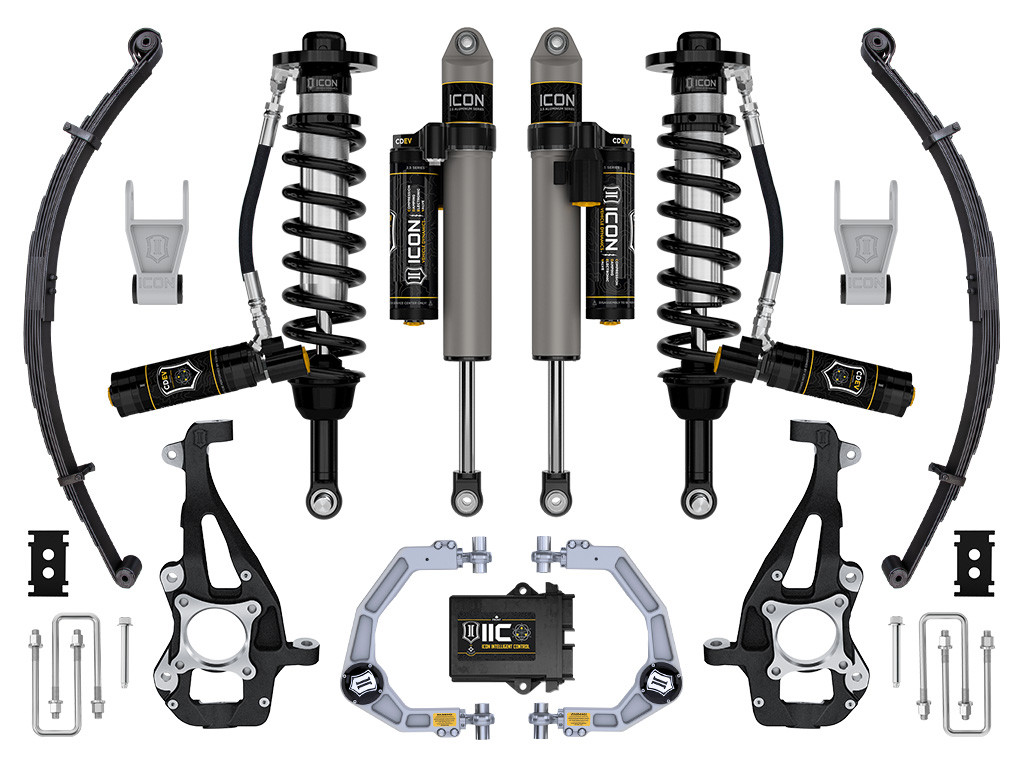 ICON 2021-2024 Ford F-150 4WD 3.5-4.5" Lift Stage 5 Suspension System Billet w/ Leaf Packs - K93145L