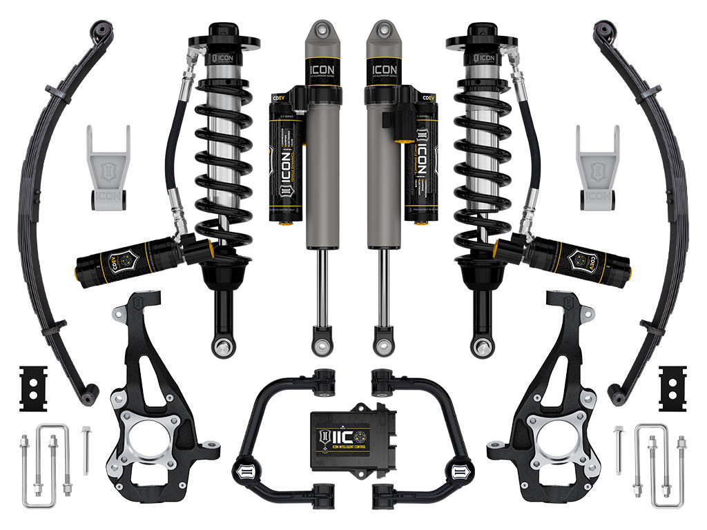 ICON 2021-2024 Ford F-150 4WD 3.5-4.5" Lift Stage 5 Suspension System Tubular w/ Leaf Packs - K93145TL