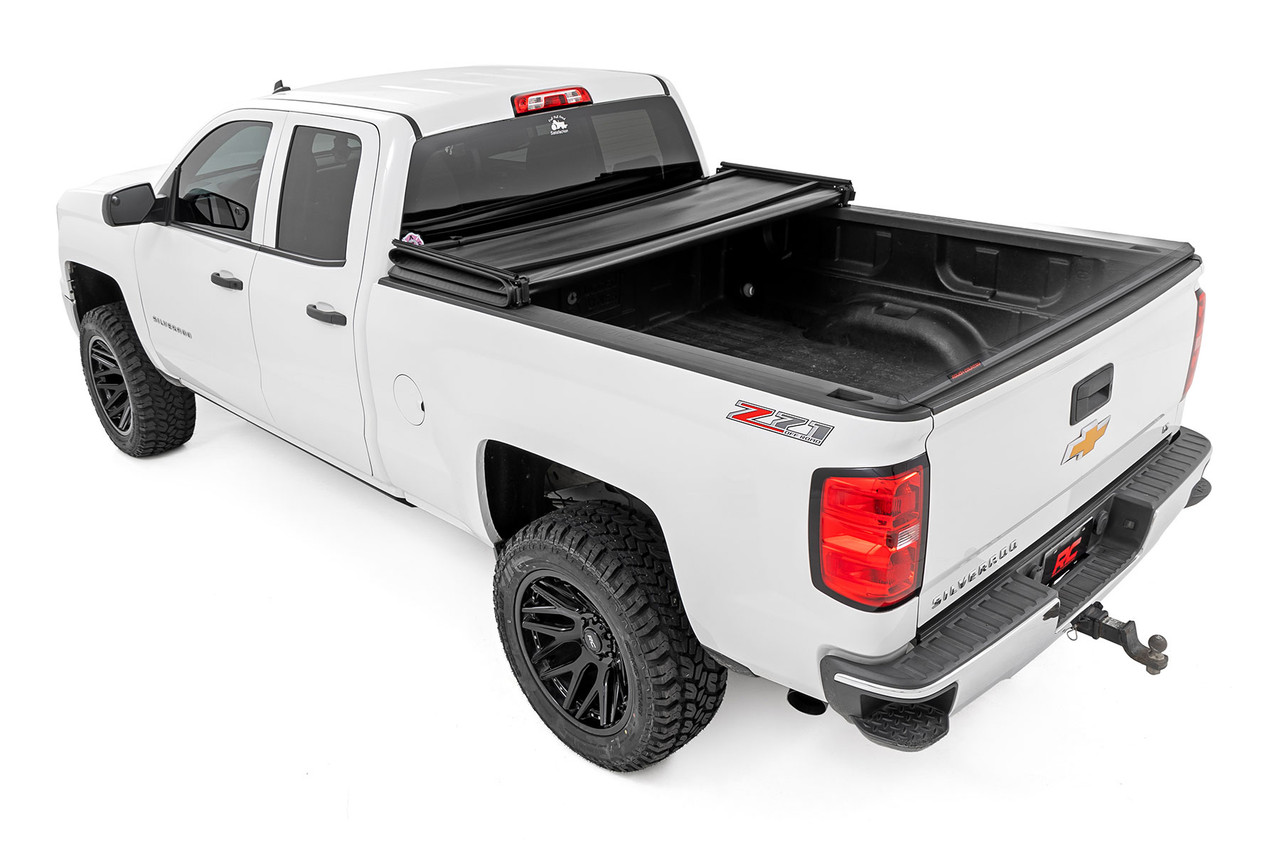 Rough Country - Soft Tri-Fold Bed Cover - 6'7 in. Bed - Chevy/GMC 1500/2500HD/3500HD (14-19 & Classic) - 41214650A