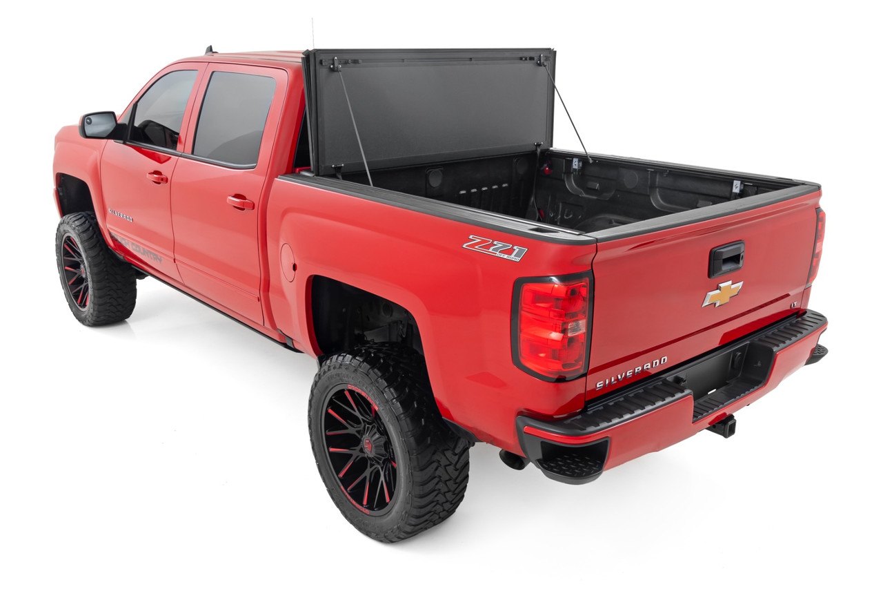 Rough Country - Hard Tri-Fold Flip Up Bed Cover - 5'9 in. Bed - Chevy/GMC 1500 (14-18 & Classic) - 49119551