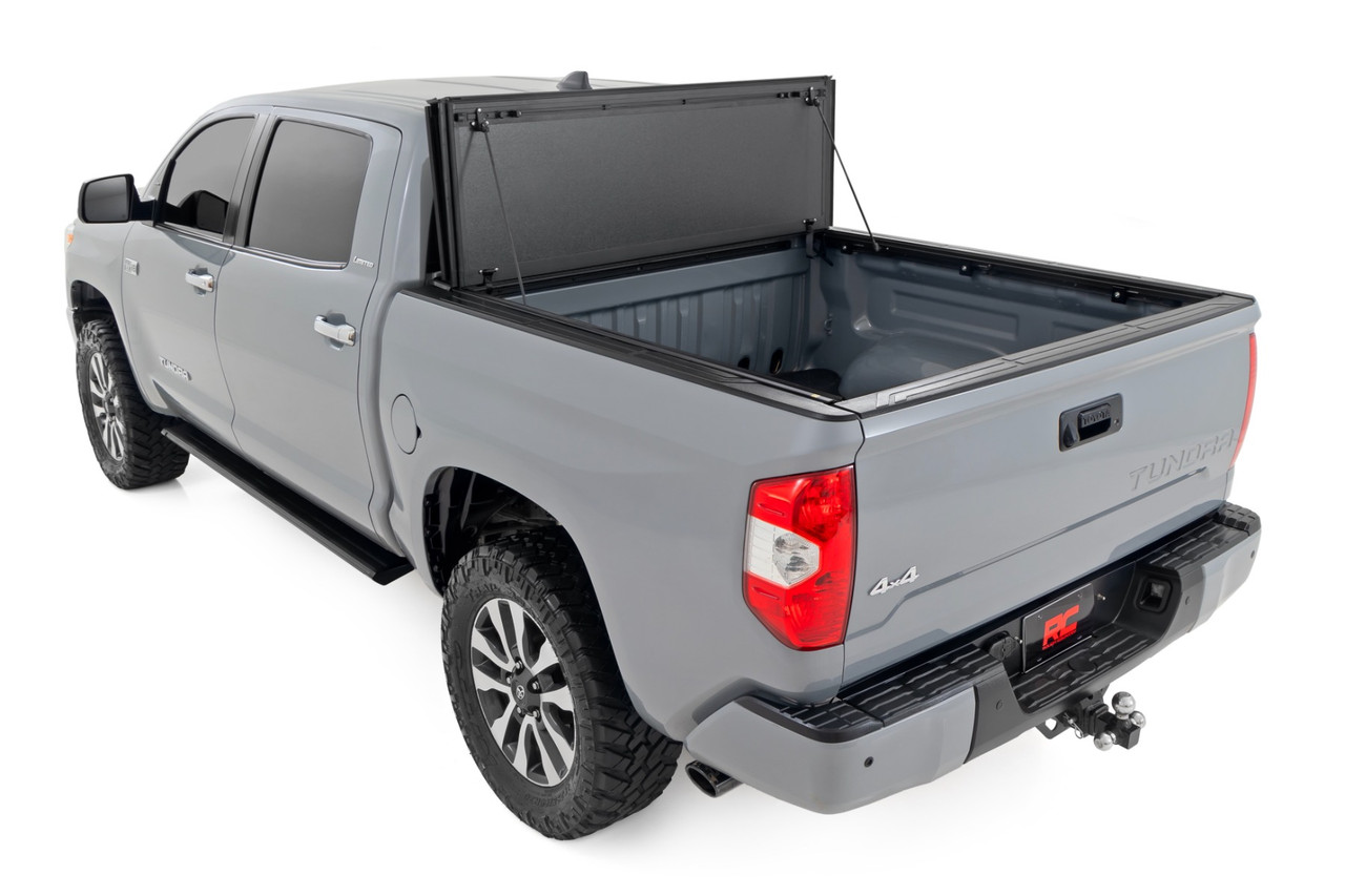 Rough Country - Hard Tri-Fold Flip Up Bed Cover - 5'7 in. Bed - Toyota Tundra 2WD/4WD (07-21) - 49414551