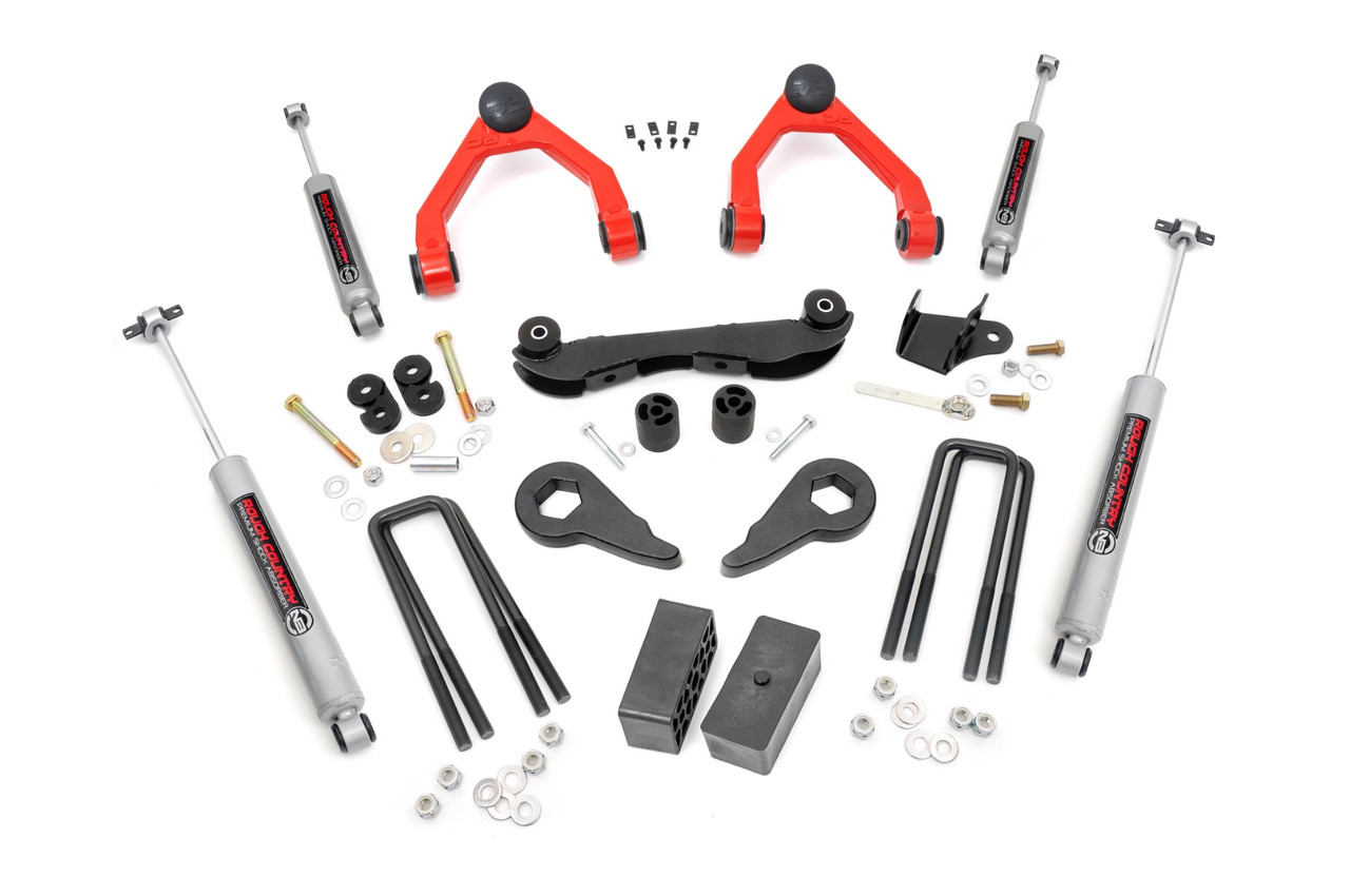 Rough Country - 2-3 Inch Lift Kit - Rear Blocks - Chevy C1500/K1500 Truck & SUV 4WD (88-99) - 16530RED