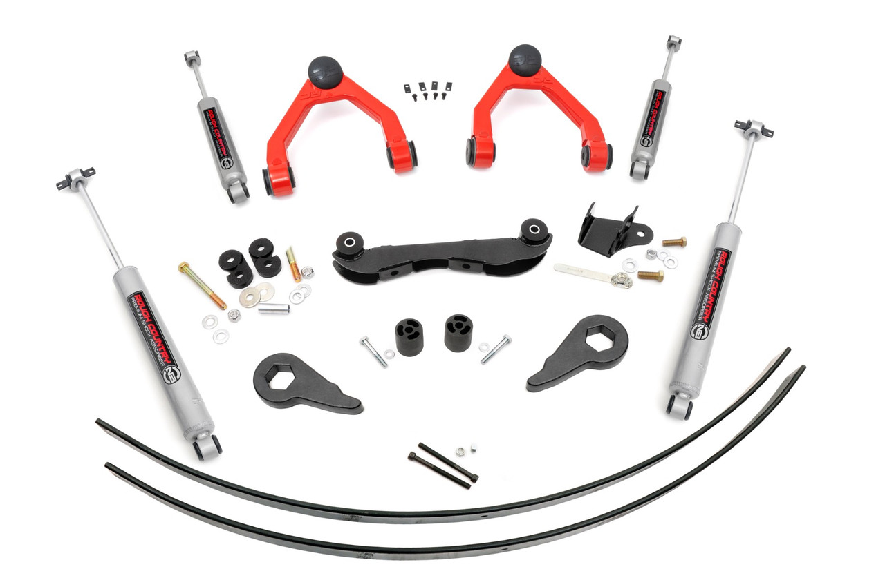 Rough Country - 2-3 Inch Lift Kit - Rear AAL - Chevy C1500/K1500 Truck & SUV 4WD (1988-1999) - 17030RED