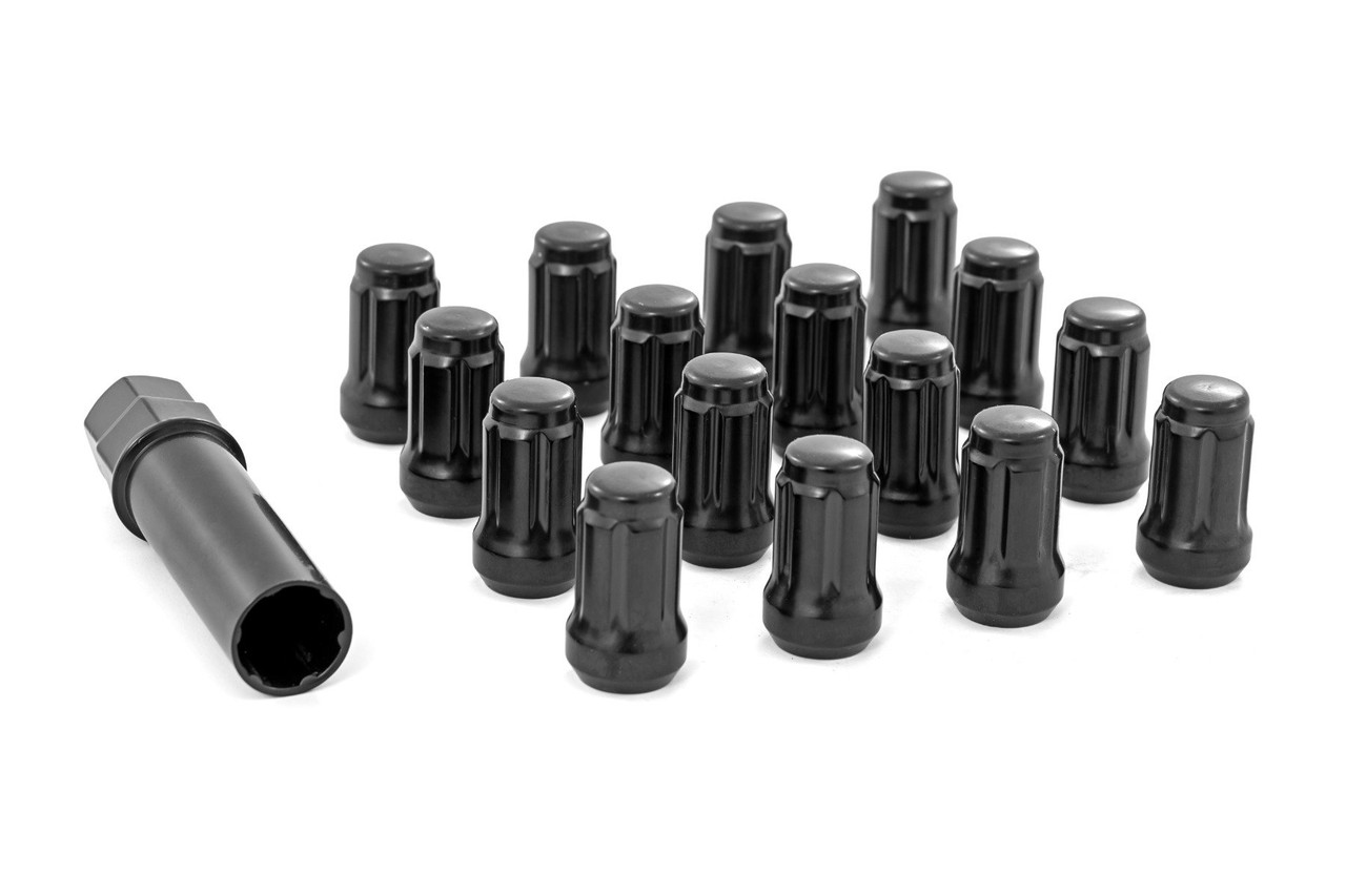 Rough Country - Lug Nut Set - M10x1.25 - 16 Qty - Splined - Black - 3801BLK