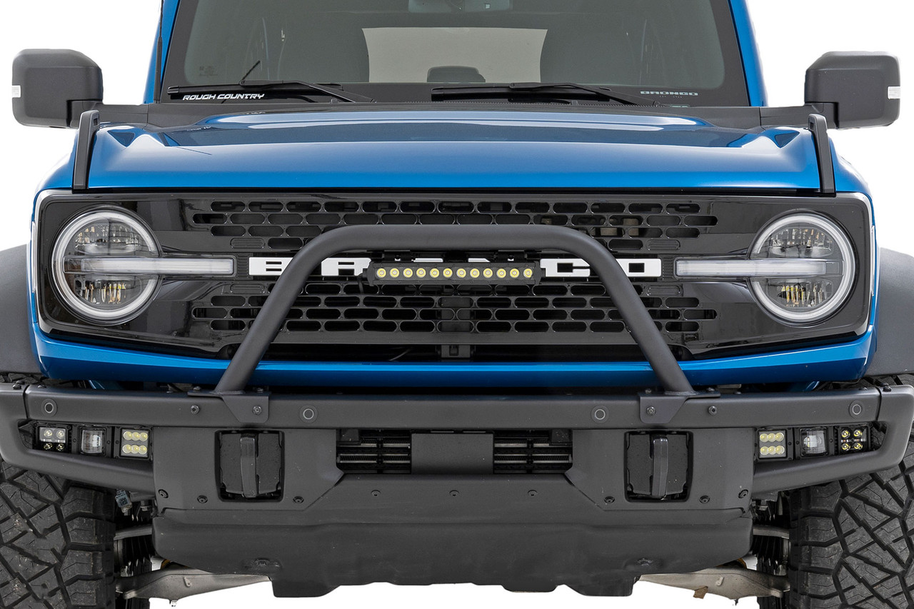 Rough Country - Safari Bar - 12 in. LED Light Bar - Black - DRL - Single Row - OE Modular Steel - Ford Bronco (21-25) - 51117