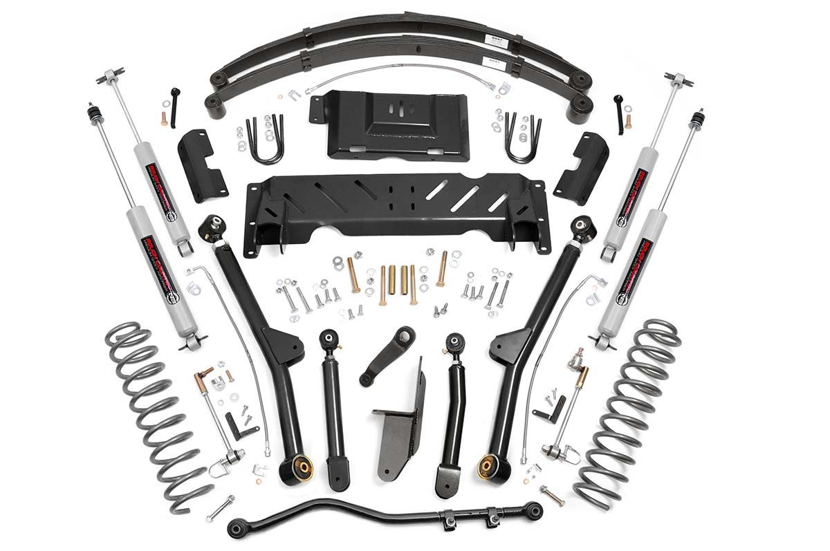 Rough Country - 4.5 Inch Lift Kit - Long Arm - RR Leaf's - NP242 - Jeep Cherokee XJ 4WD (84-01) - 61722