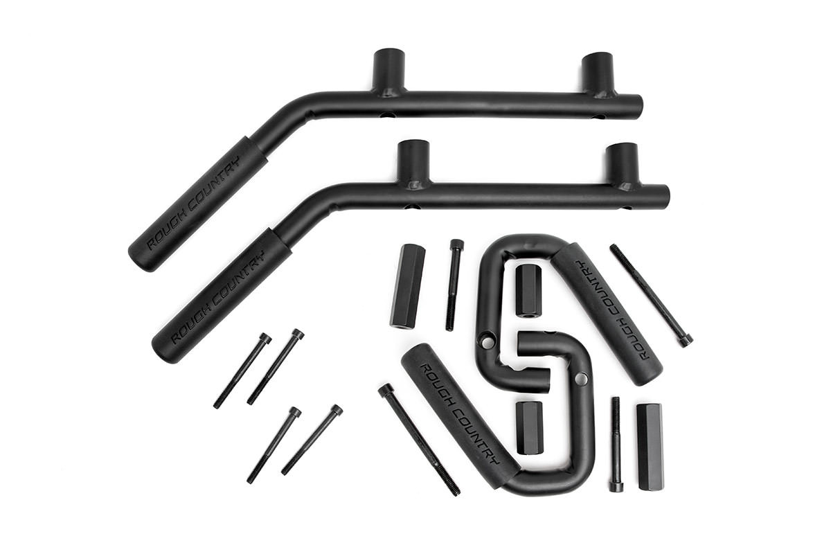 Rough Country - Grab Handles - Steel - FR & RR - Black - Jeep Wrangler JK/Wrangler Unlimited (07-18) - 6503