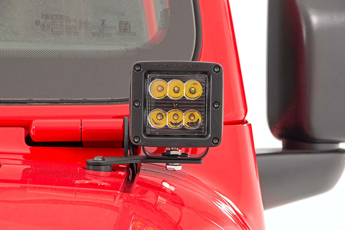 Rough Country - LED Light Kit - Hinge Mount - 2 in. Black Pair - Amber DRL - Jeep Gladiator JT/Wrangler JL (18-25) - 70052DRLA