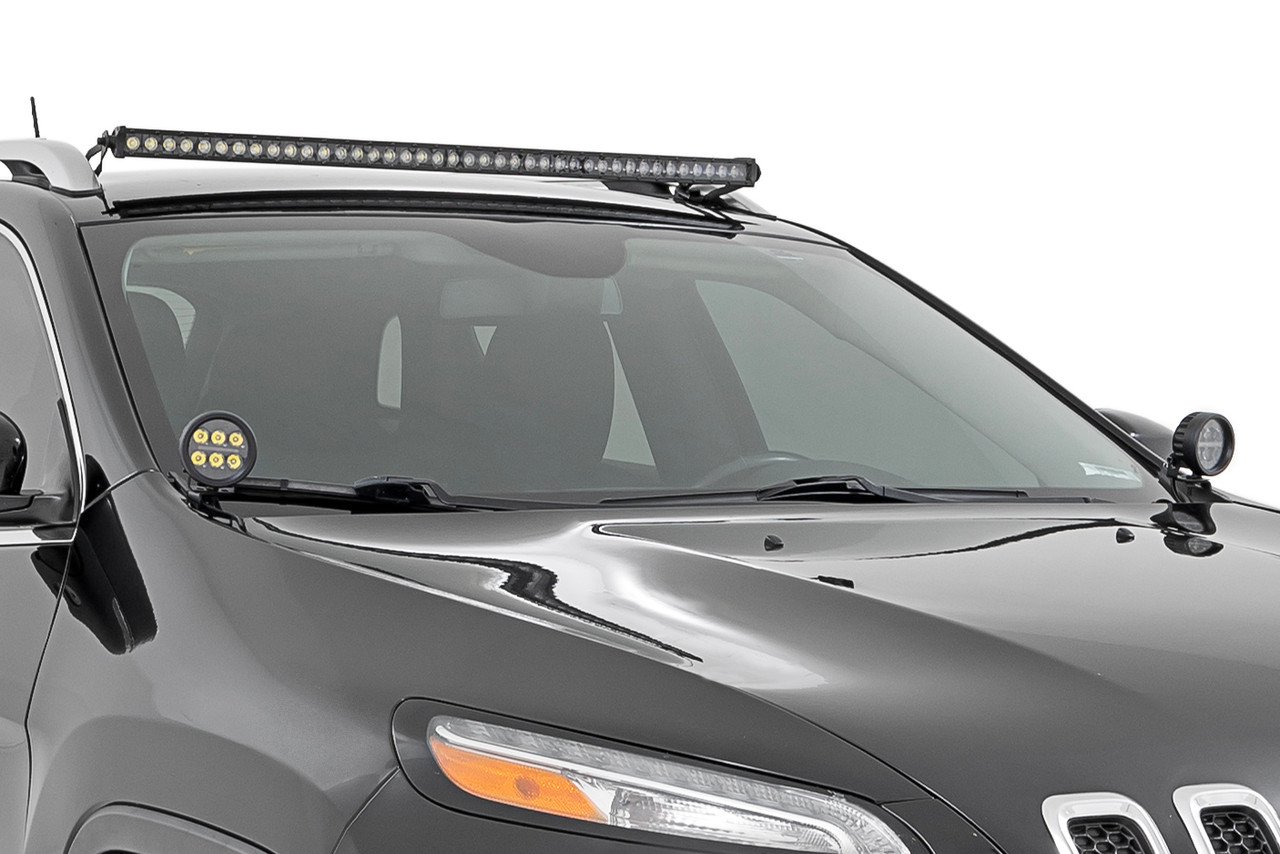 Rough Country - LED Light Kit - Roof Mount - 40 in. Black Single Row - Jeep Cherokee KL (14-23) - 70086