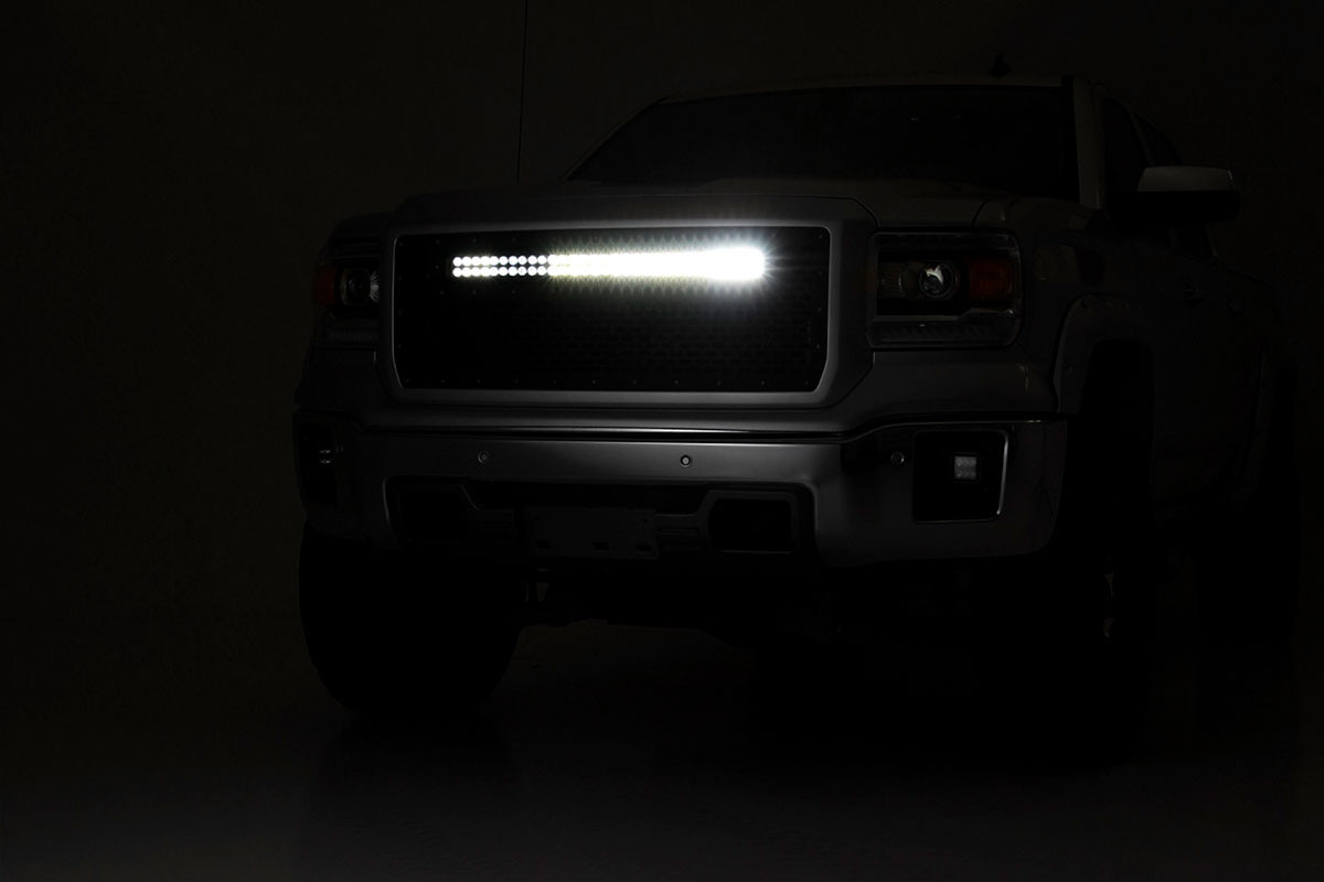 Rough Country - Mesh Grille - 30 in. Dual Row LED - Black - GMC Sierra 1500 2WD/4WD (2014-2015) - 70190
