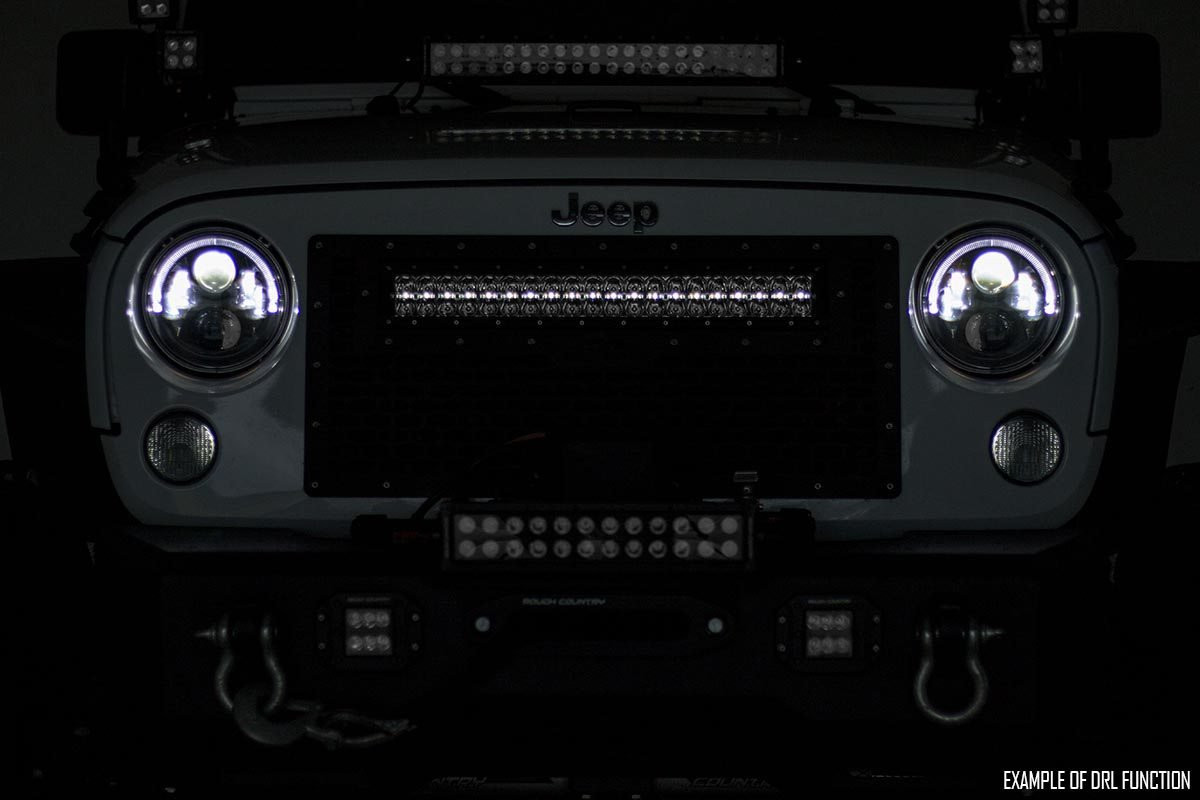 Rough Country - Mesh Grille - 30 in. Dual Row LED - Black - White DRL - Ram 1500 2WD/4WD (13-18 & Classic) - 70199DRL