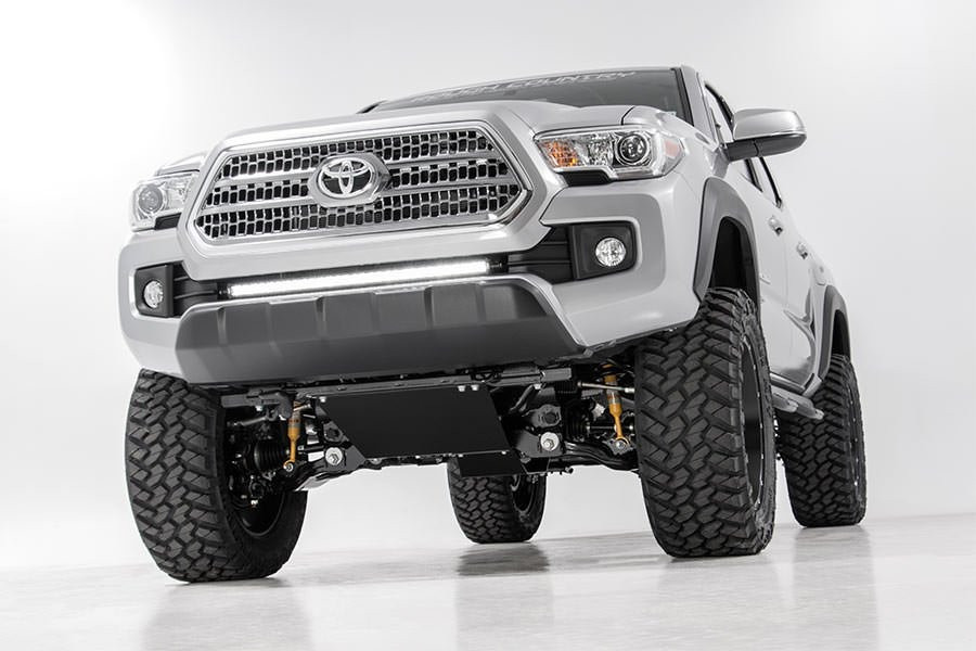 Rough Country - LED Light Kit - Lower Grille Mount - 30 in. Black Single Row - White DRL - Toyota Tacoma (16-23) - 70619BLDRL