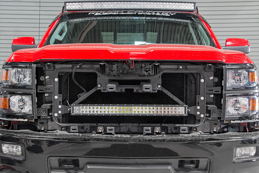 Rough Country - LED Light Kit - Behind Grille Mount - 30 in. Black Dual Row - White DRL - Chevy Silverado 1500 (14-15) - 70624