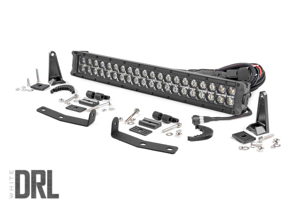 Rough Country - LED Light Kit - Bumper Mount - 20 in. Black Dual Row - White DRL - Nissan Titan XD (16-24) - 70645DRL
