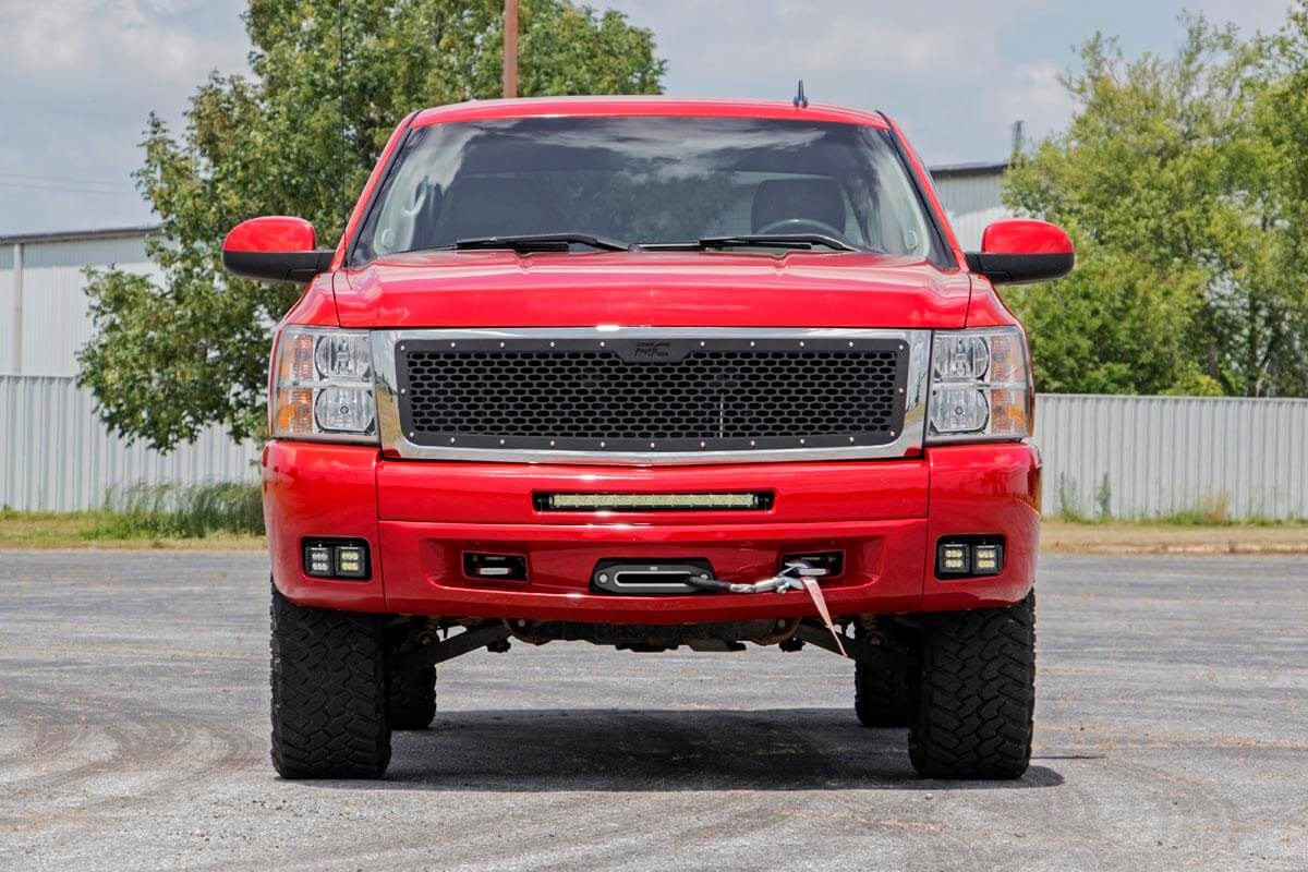 Rough Country - LED Light Kit - Fog - 2 in. Black Pairs x2 - White DRL - Chevy Silverado 1500/2500HD/3500HD 2WD/4WD - 70762DRL
