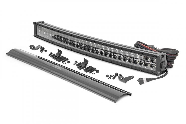 Rough Country - LED Light Kit - Bumper Mount - 30 in. Black Dual Row - White DRL - Toyota 4Runner (14-20) - 70787