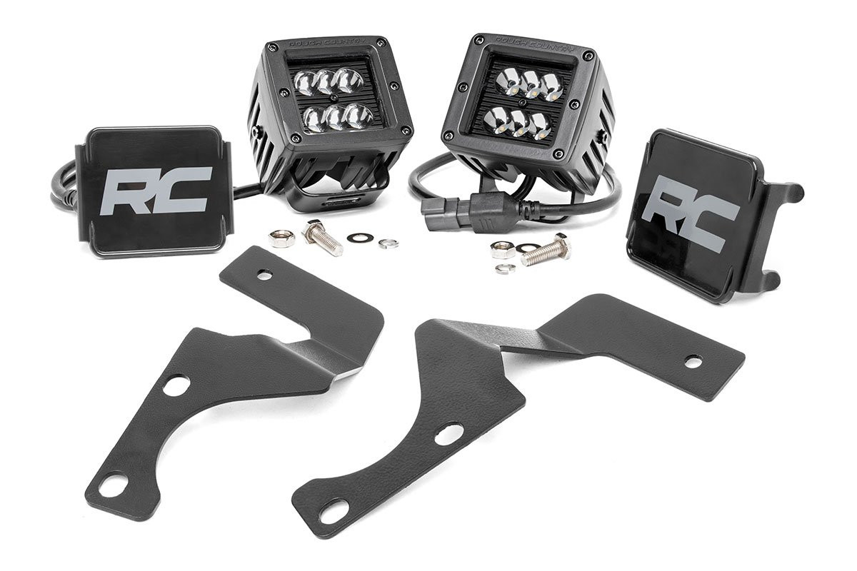 Rough Country - LED Light Kit - Ditch Mount - 2 in. Black Spot Pair - Toyota 4Runner (10-24) - 70796