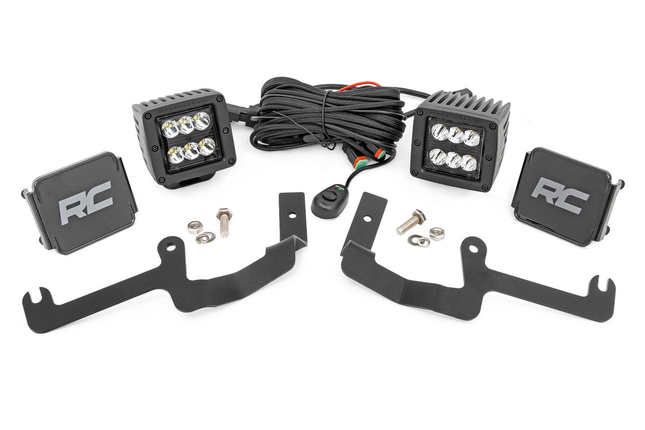 Rough Country - LED Light Kit - Ditch Mount - 2 in. Black Pair - Spot - Chevy Silverado 1500 (19-24) - 70841