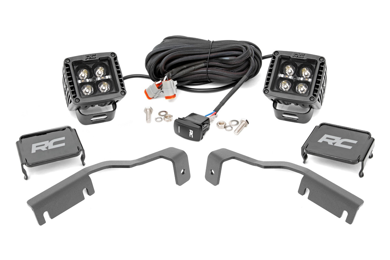 Rough Country - LED Light Kit - Ditch Mount - 2 in. Black Pair - White DRL - Nissan Frontier (22-25) - 71066