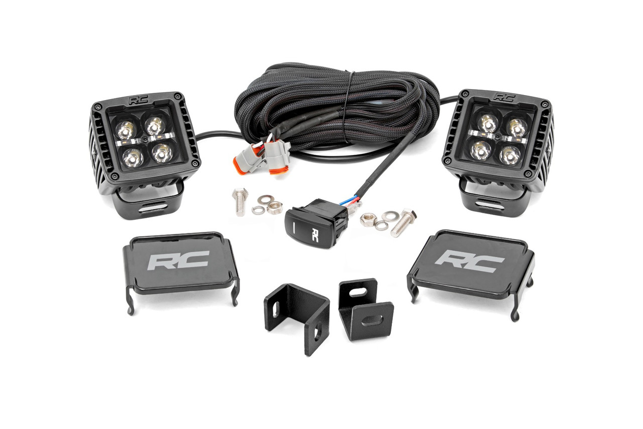 Rough Country - LED Light Kit - Ditch Mount - 2 in. Black Pair - White DRL - Toyota Tundra (22-25) - 71073