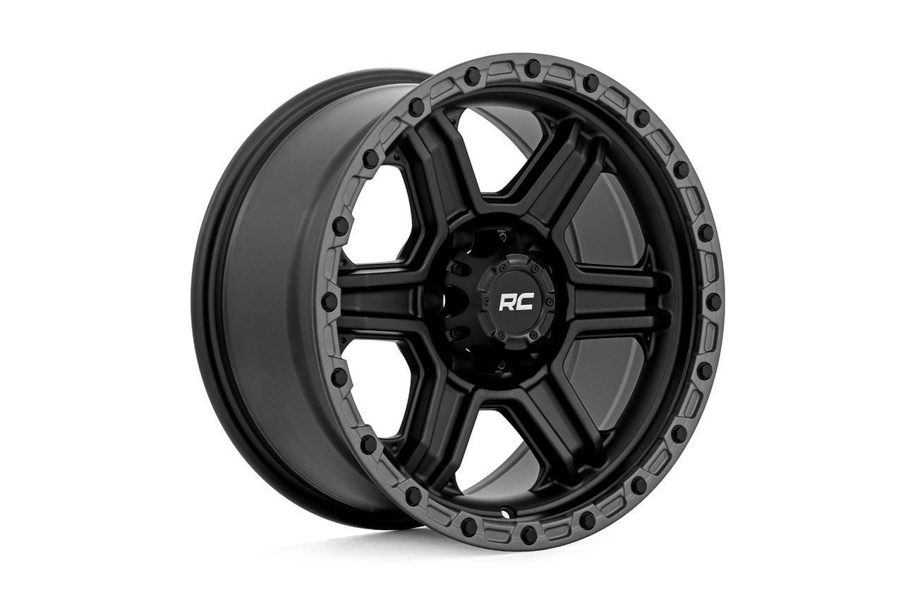 Rough Country - Rough Country 79 Series Wheel/One-Piece/Semi Gloss Black w/Gunmetal Ring/17x8.5/6x5.5/0mm - 79170912B