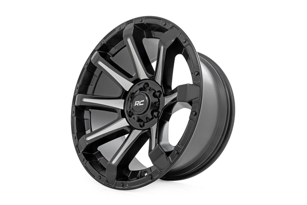 Rough Country - Rough Country 81 Series Wheel/One-Piece/Semi Gloss Black w/machined spokes/20x10/6x5.5/-19 - 81201812M