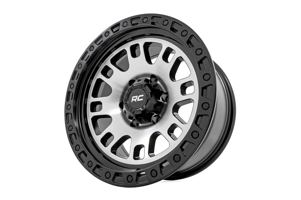 Rough Country - 82 Series Wheel - One-Piece - Machined Semi Gloss Black - 17x9 / 5x5 / -12mm - 82170918M - 82170918M