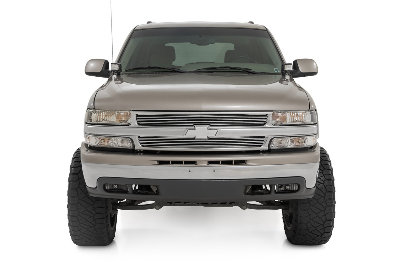 Rough Country - LED Light Kit - Ditch Mount - 2 in. Black Pair - White DRL - Chevy Silverado 1500 (99-06) - 82284
