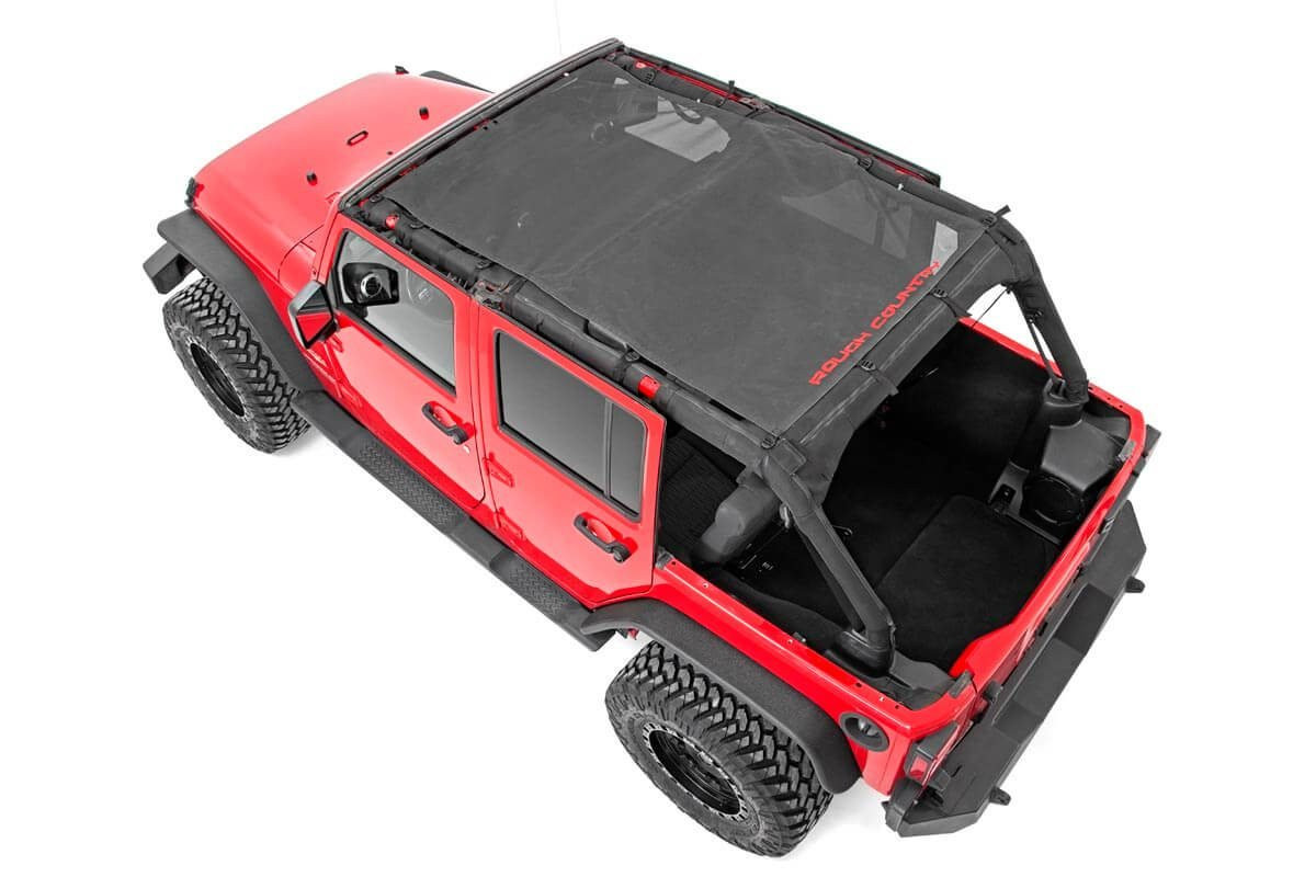 Rough Country - Mesh Bikini Top Plus - Black - Jeep Wrangler Unlimited 2WD/4WD (2007-2018) - 85110