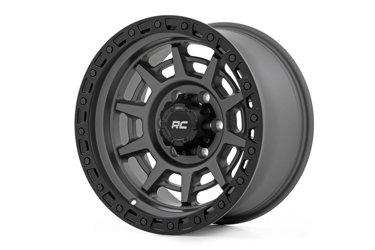 Rough Country - Rough Country 85 Series Wheel/Simulated Beadlock/Gunmetal Gray/Black/17x9/5x5/-12mm - 85170918A