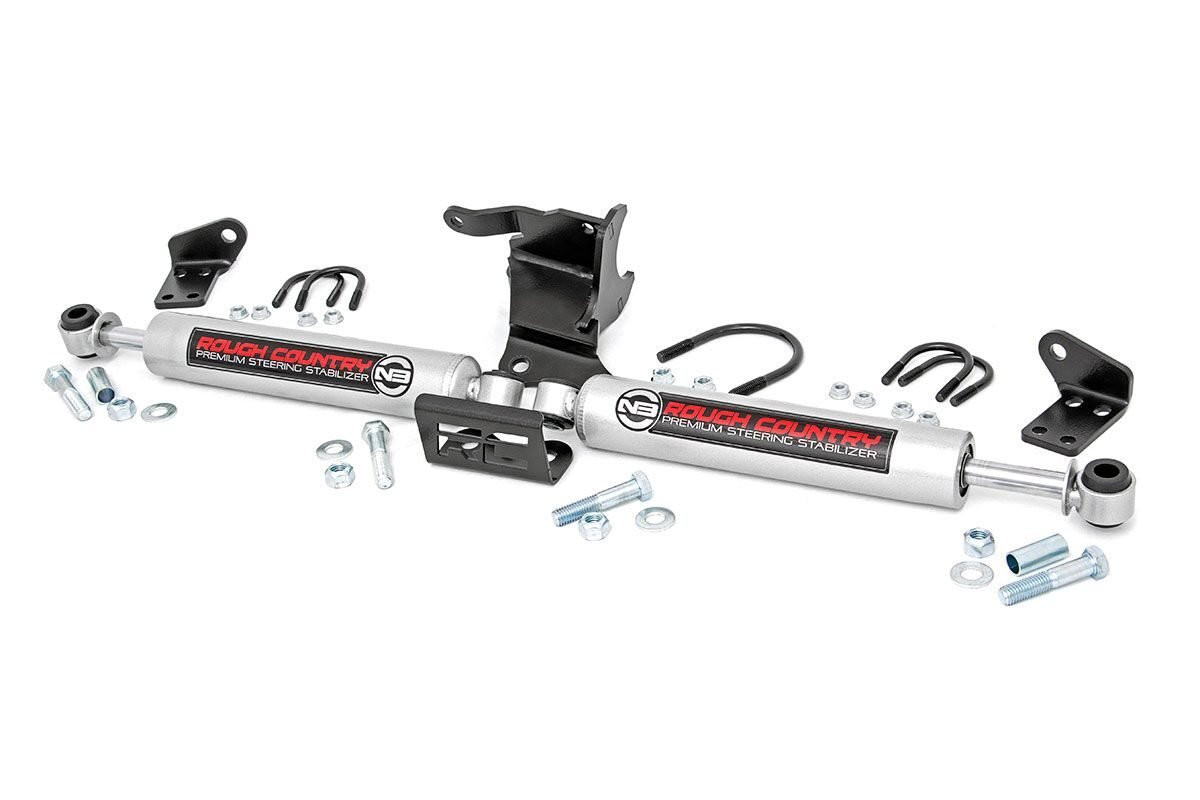 Rough Country - N3 Steering Stabilizer - Dual - 2.5-8 Inch Lift - Jeep Gladiator JT/Wrangler JL (18-25) - 87304