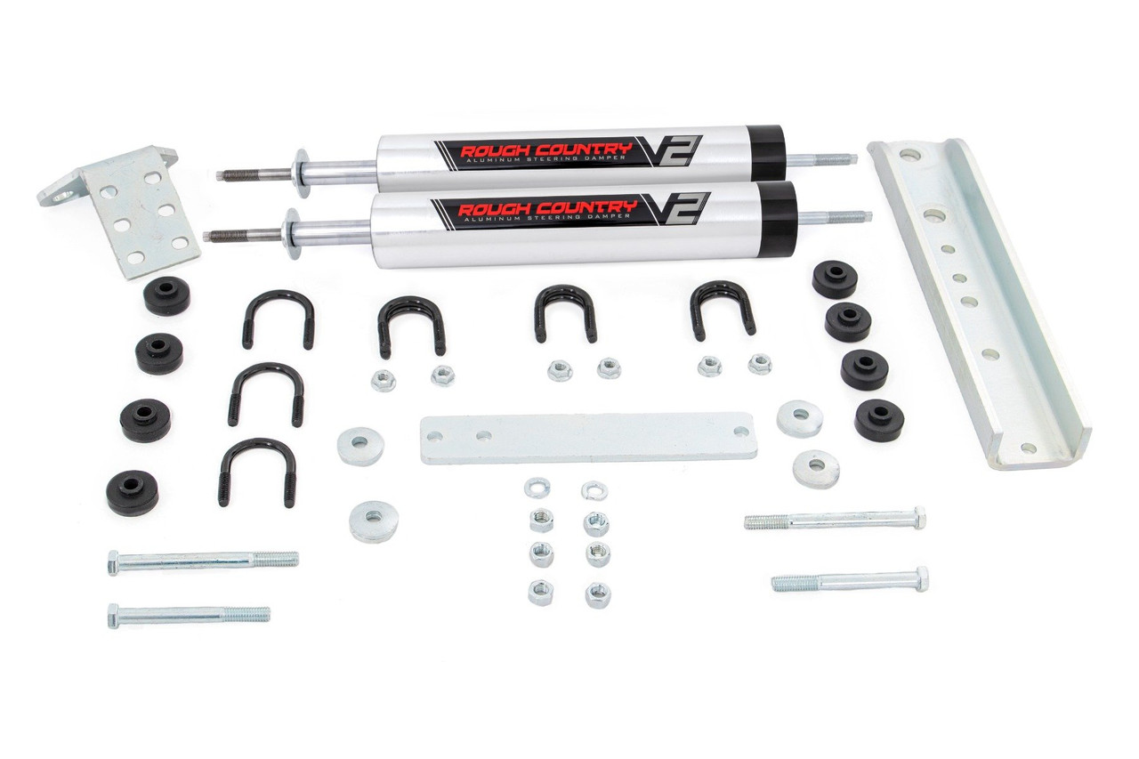 Rough Country - V2 Steering Stabilizer - Dual - Ford Bronco/F-150/F-250 (1980-1998) - 8733870