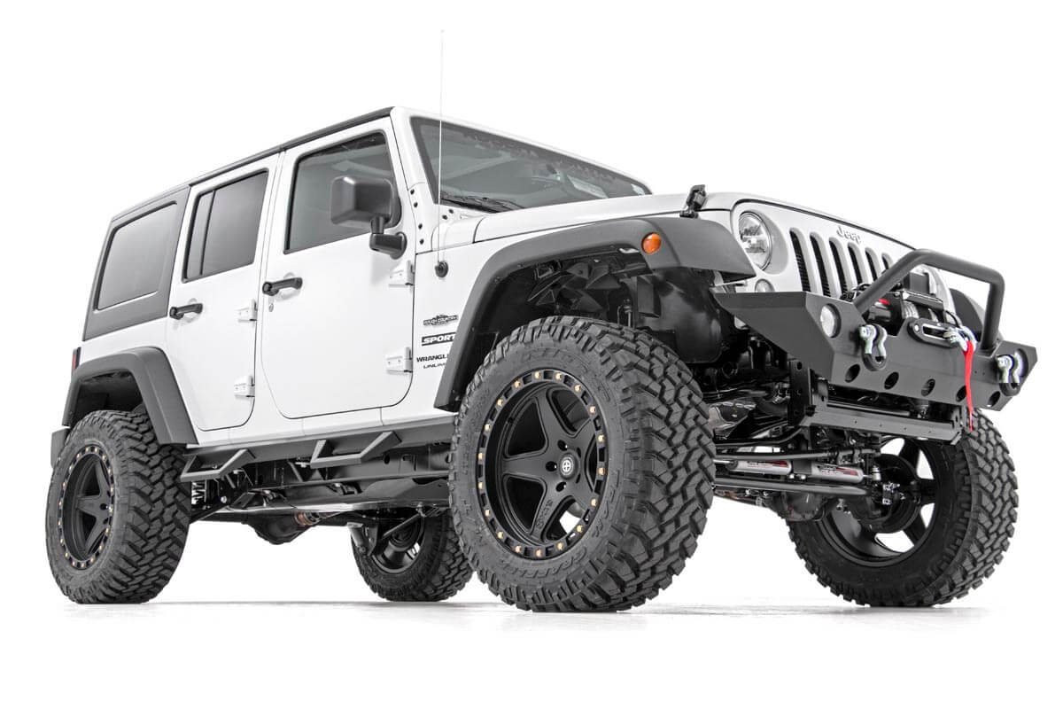 Rough Country - Contoured Drop Steps - 4 Door - Jeep Wrangler Unlimited 2WD/4WD (2007-2018) - 90765B