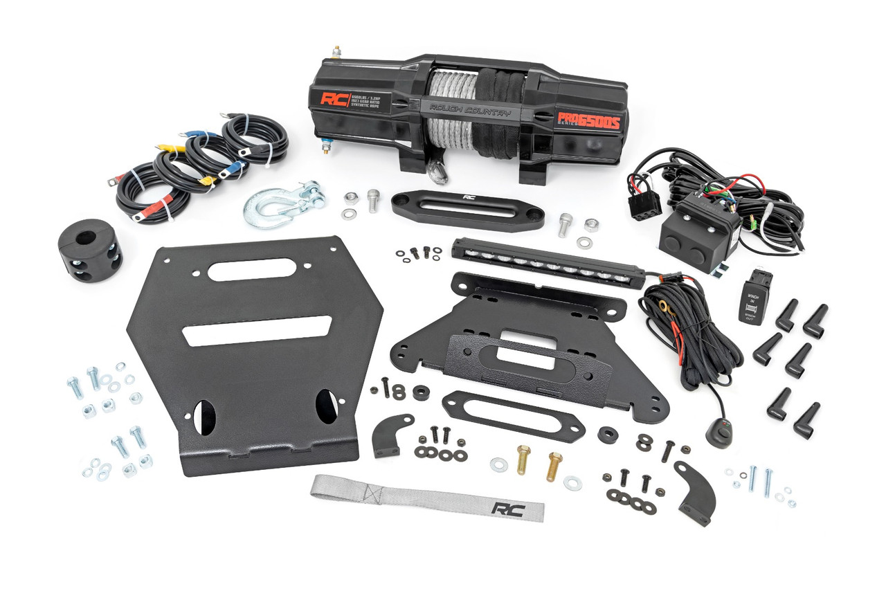 Rough Country - LED Light - Winch Mount - RS6500S - 10 in. Black Slimline - Polaris RZR Pro R - 92064