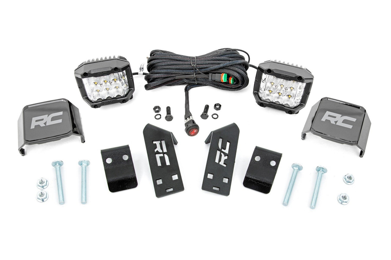 Rough Country - LED Light Kit - in.A in. Pillar Mount - 2 in. Chrome Pair - Wide Angle - Polaris RZR PRO XP - 93078