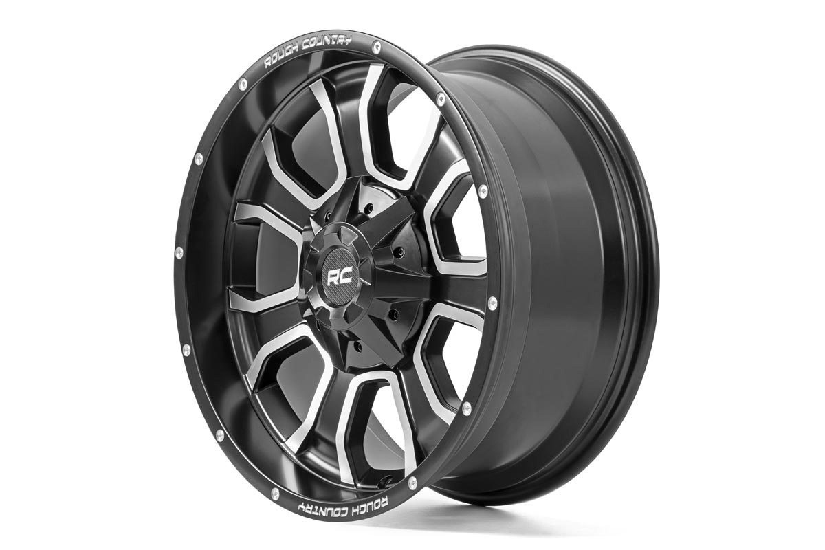 Rough Country - Rough Country 93 Series Wheel/One-Piece/Machined Black/20x9/6x5.5/6x135/0mm - 93209012