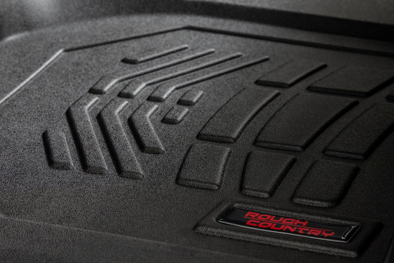 Rough Country - Sure-Fit Floor Mats - FR & RR - FR Over Hump - Crew - Chevy/GMC 1500/2500HD/3500HD (19-25) - SM21613
