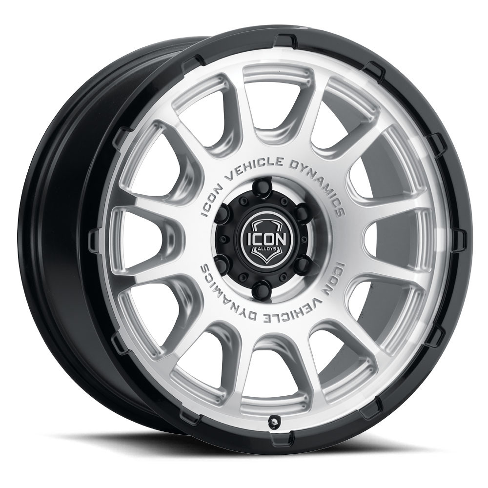 ICON Alloys Rancho Silver Machined w/ Gloss Black Lip 20 x 9 / 6 x 135 16mm Offset 5.625" BS - 8420906356SMGB