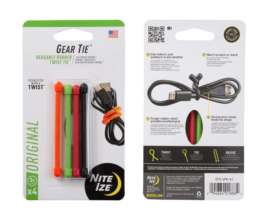 Gear Tie® 4-Pack Assorted