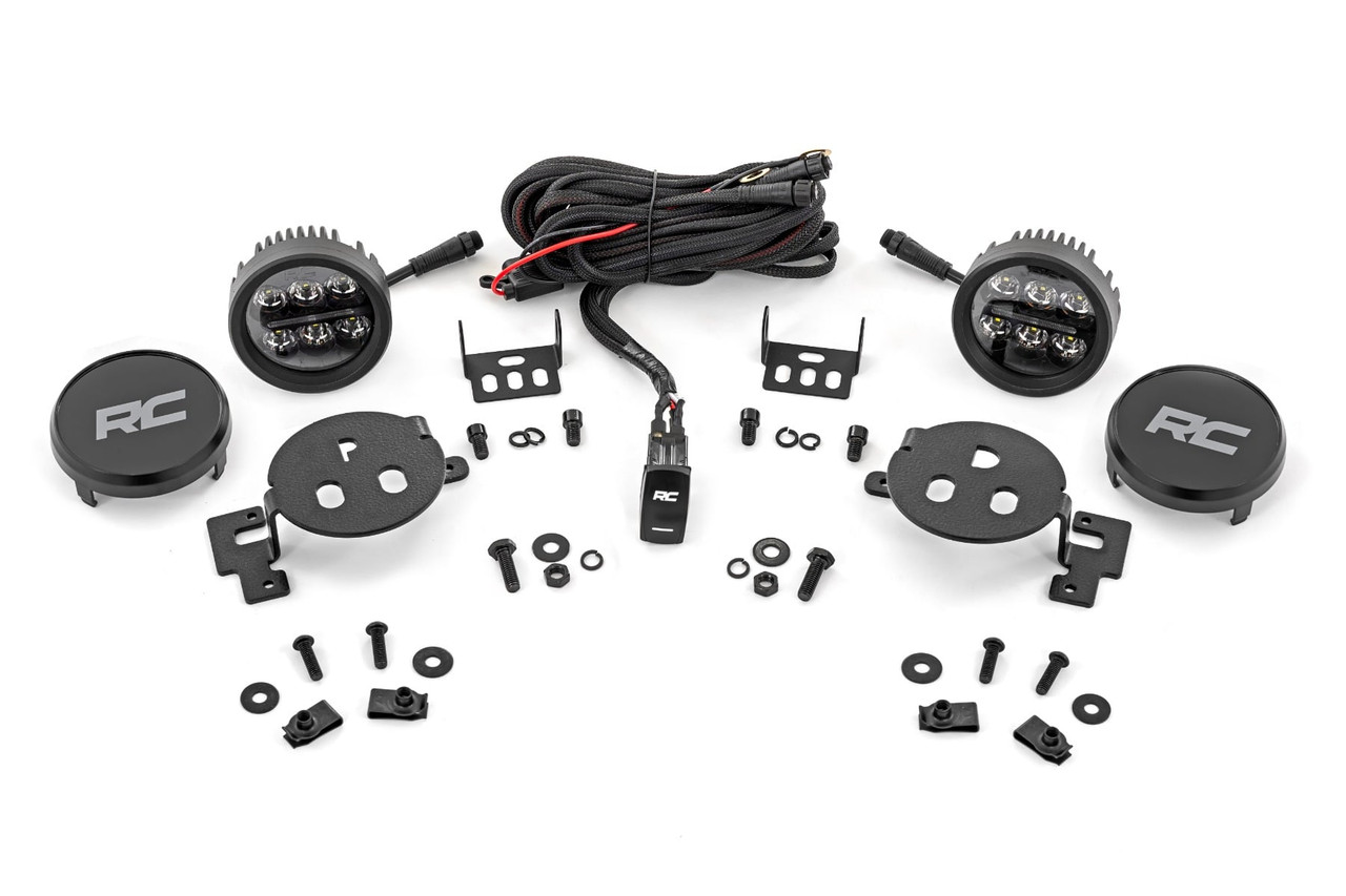 Rough Country - LED Fog Light Kit - 3.5 Inch Round Black Series - Amber DRL - Ram 1500 (2019-2024) - 30005 - 30005