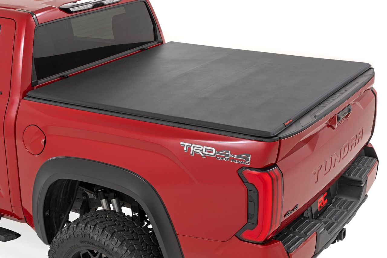 Rough Country - Soft Tri-Fold Bed Cover - 5'7" Bed - with and w/o OE Rail - Toyota Tundra (22-26) - 41419560A - 41419560A