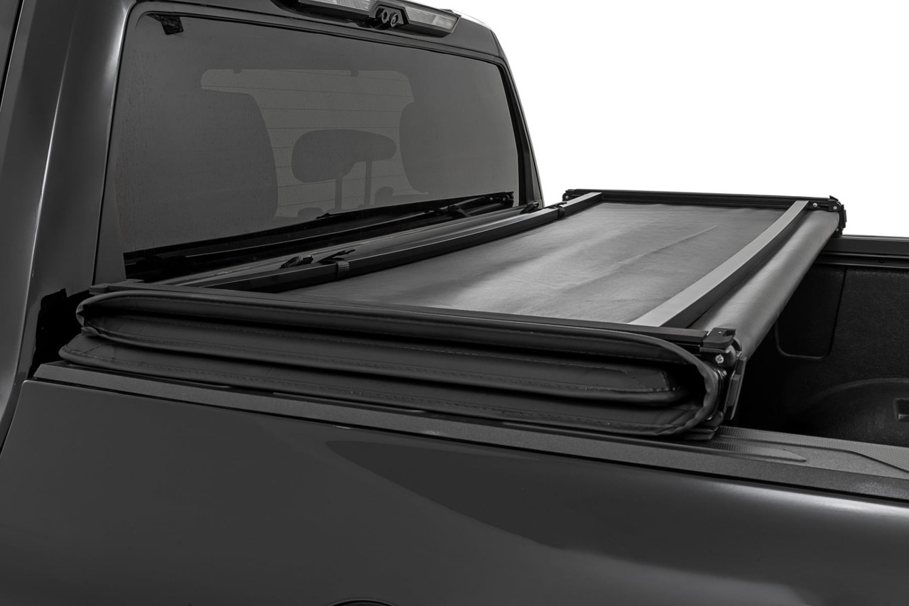 Rough Country - Soft Tri-Fold Bed Cover - With & W/O OE Rails - 6'7" Bed - Toyota Tundra (22-26) - 41419660A - 41419660A