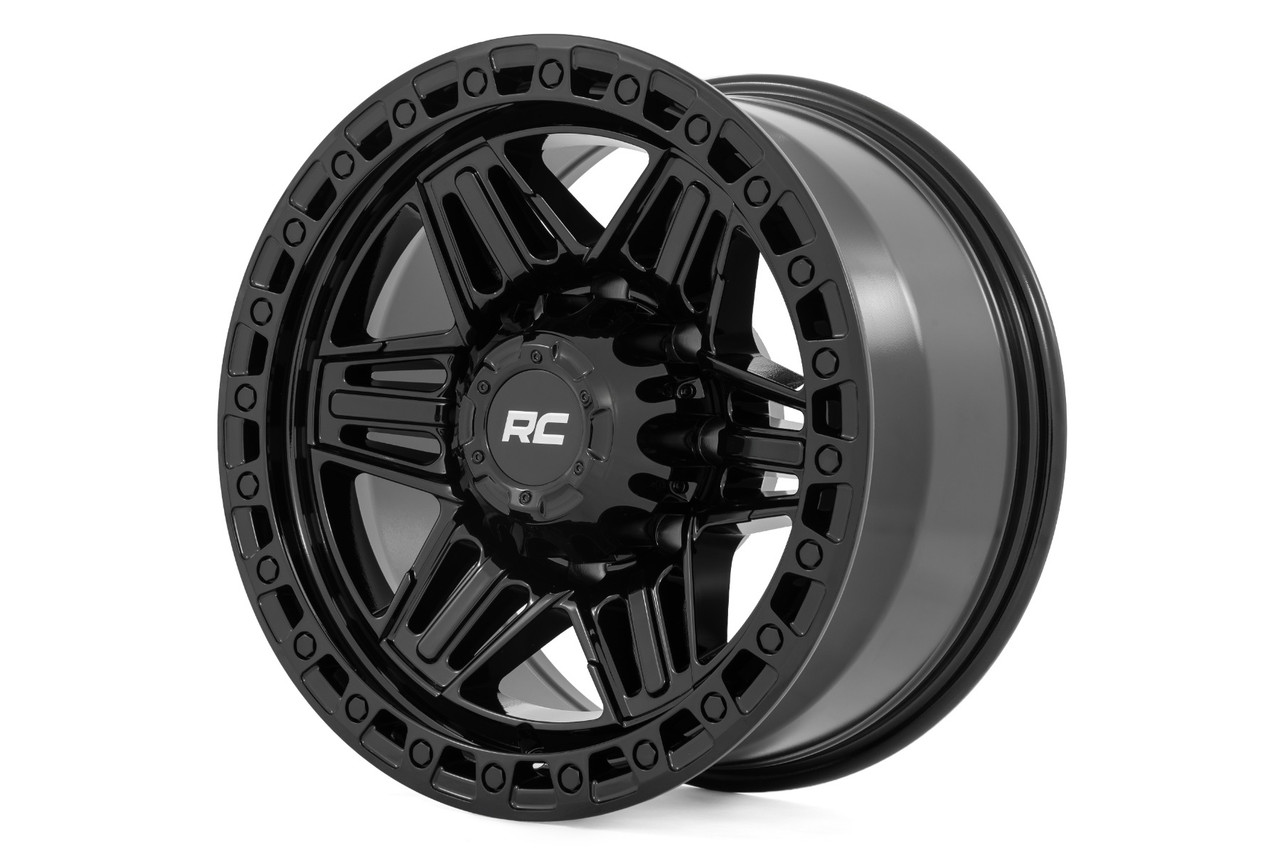 Rough Country - 76 Series Wheel / Simulated Beadlock / Gloss Black / 17x9 / 6x5.5 / -12mm - 76171212 - 76171212