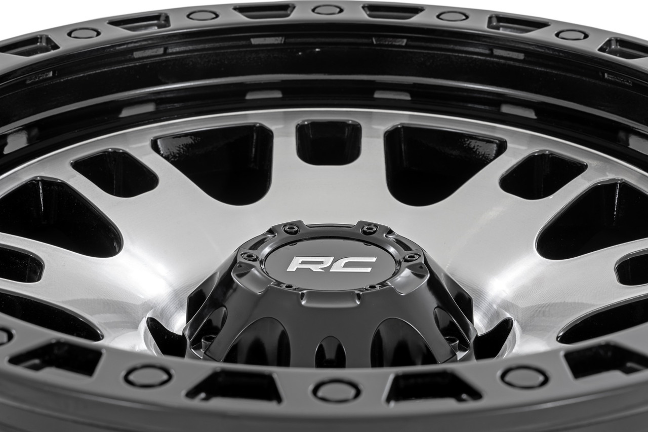 Rough Country - 82 Series Wheel / One-Piece / Machined Semi Gloss Black / 17x9 / 5x4.5 / -12mm - 82170913M - 82170913M