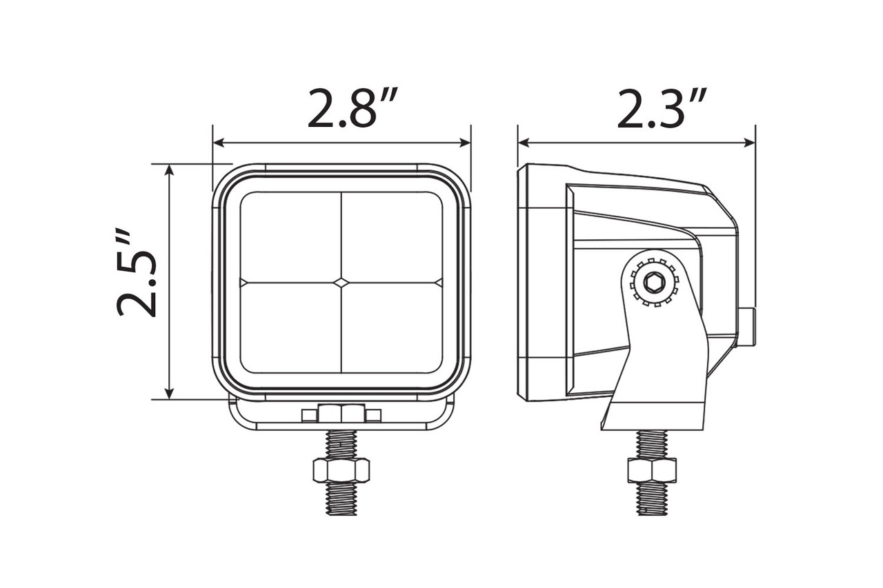 2.8" 20W LED Cube Light, Flood Beam - Red